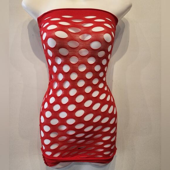 New Red Lingerie Dress Beach Cover Up Sexy Bandeau Style Clubcore Dress XS- XL - Picture 4 of 5